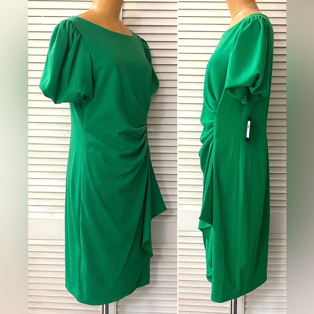 🆕 DKNY Dress Womens size 10 Green Short Tulip Sleeve Professional Business NWT - Picture 6 of 10